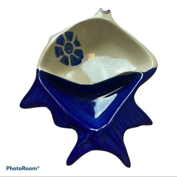 COCHE STONEWARE~Fish Shape Dish~BLUE stone ware - Picture 4 of 11